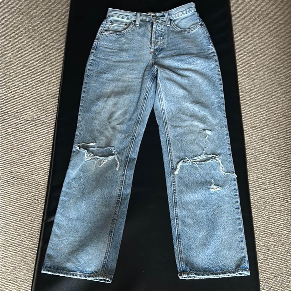 Denim Forum Distressed Blue Jeans